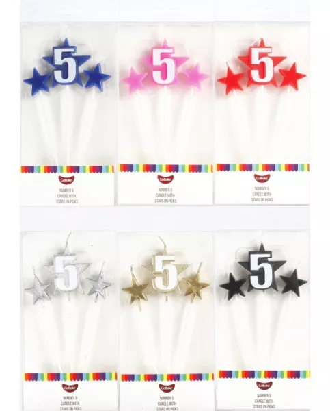 GoBake Number 5 Star Candles
